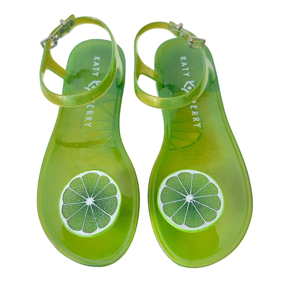 Katy Perry The Geli Lime Green Ankle Strap Jelly Sandals Lime Embellishment - Picture 2 of 6